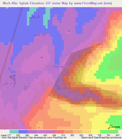 Morh Kfar Sghab,Lebanon Elevation Map