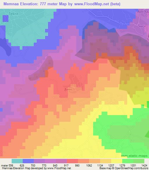 Memnaa,Lebanon Elevation Map