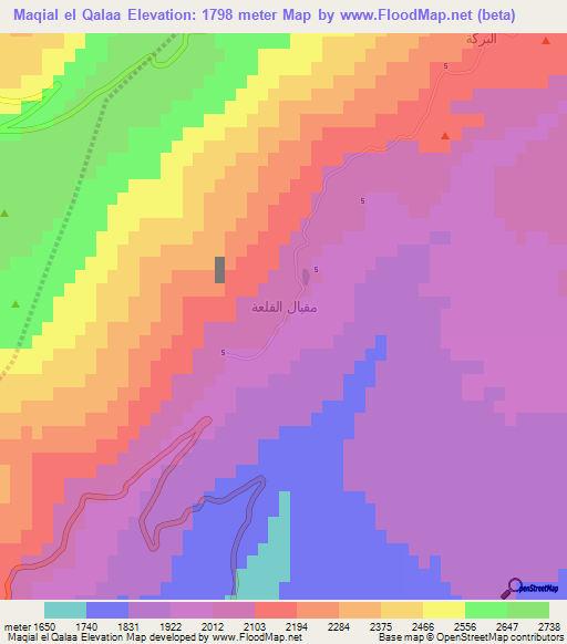 Maqial el Qalaa,Lebanon Elevation Map