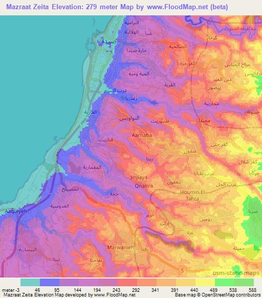 Mazraat Zeita,Lebanon Elevation Map