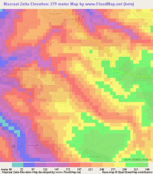 Mazraat Zeita,Lebanon Elevation Map