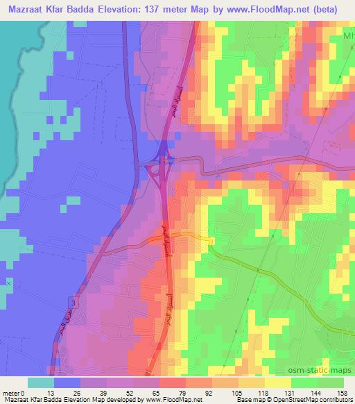 Mazraat Kfar Badda,Lebanon Elevation Map