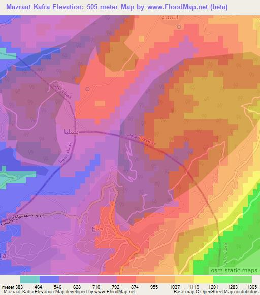 Mazraat Kafra,Lebanon Elevation Map