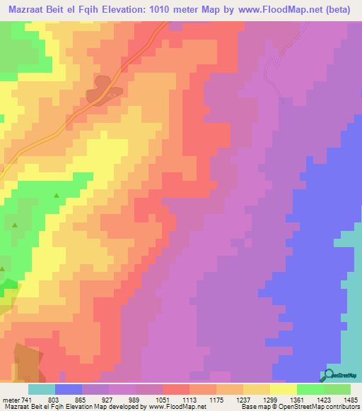 Mazraat Beit el Fqih,Lebanon Elevation Map