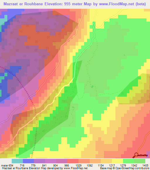 Mazraat er Rouhbane,Lebanon Elevation Map