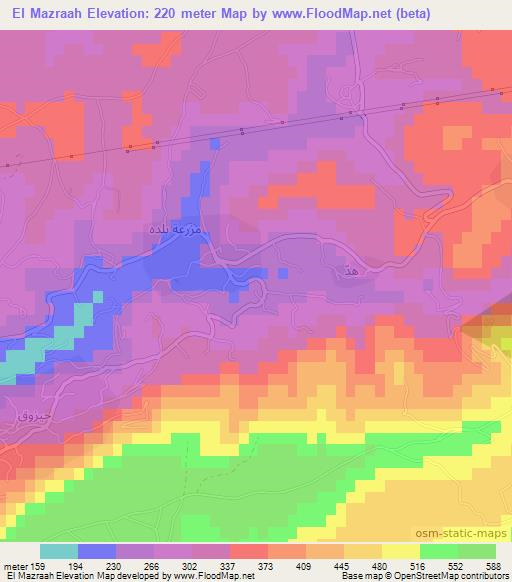El Mazraah,Lebanon Elevation Map