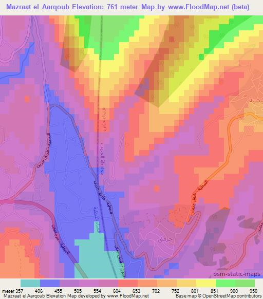 Mazraat el Aarqoub,Lebanon Elevation Map