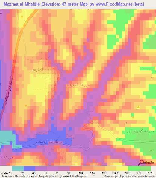 Mazraat el Mhaidle,Lebanon Elevation Map