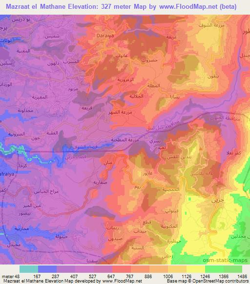 Mazraat el Mathane,Lebanon Elevation Map