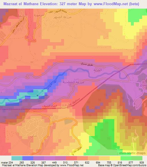 Mazraat el Mathane,Lebanon Elevation Map
