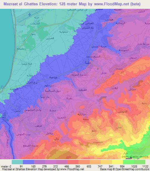 Mazraat el Ghattas,Lebanon Elevation Map