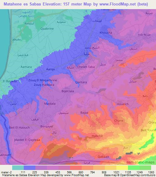 Matahene es Sabaa,Lebanon Elevation Map