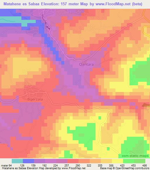 Matahene es Sabaa,Lebanon Elevation Map
