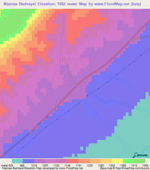 Masnaa Bednayel,Lebanon Elevation Map