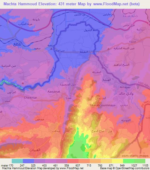 Machta Hammoud,Lebanon Elevation Map