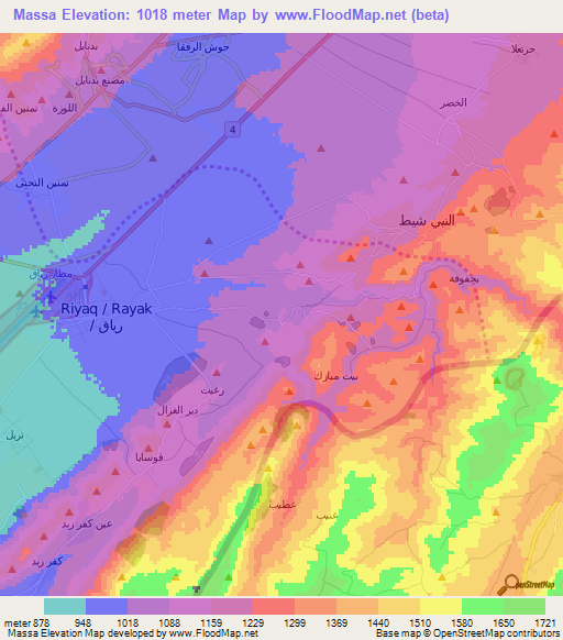 Massa,Lebanon Elevation Map