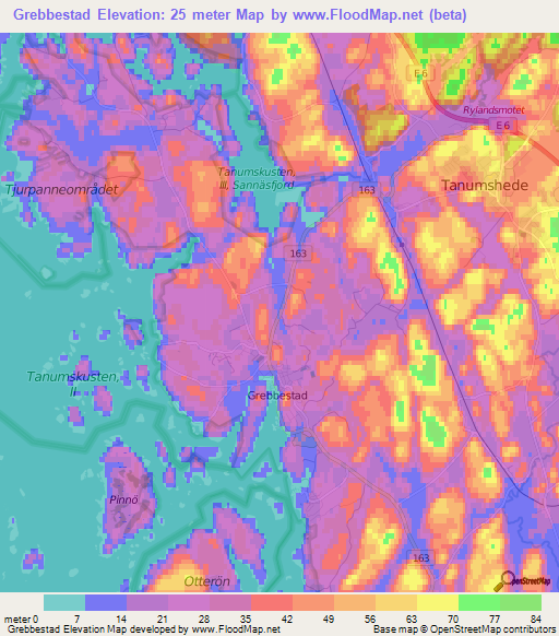 Grebbestad,Sweden Elevation Map