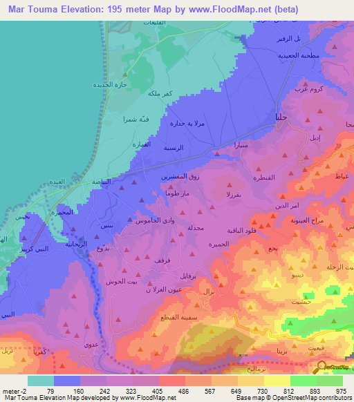 Mar Touma,Lebanon Elevation Map