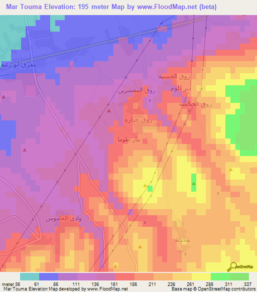 Mar Touma,Lebanon Elevation Map