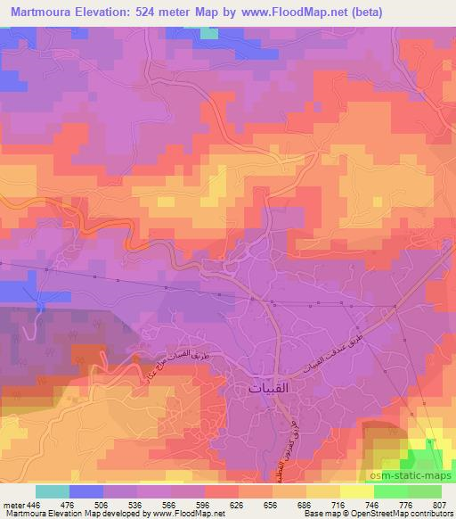 Martmoura,Lebanon Elevation Map
