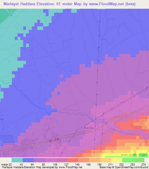 Marlayet Haddara,Lebanon Elevation Map
