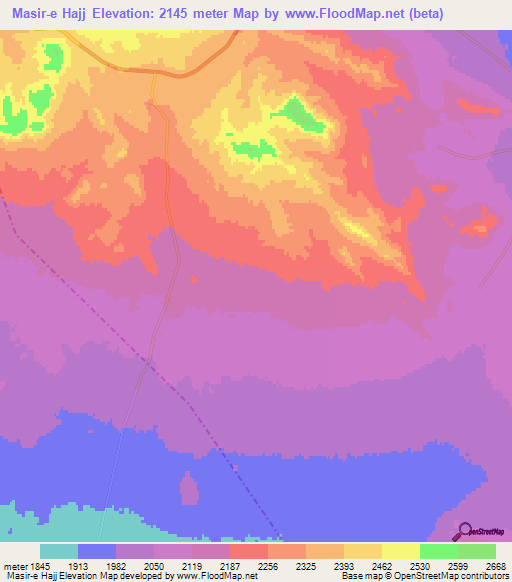 Masir-e Hajj,Iran Elevation Map