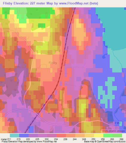 Flisby,Sweden Elevation Map