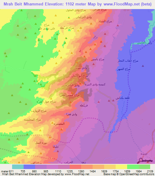Mrah Beit Mhammed,Lebanon Elevation Map