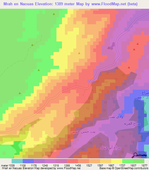 Mrah en Naouas,Lebanon Elevation Map
