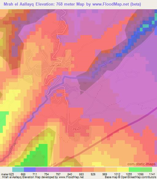 Mrah el Aallayq,Lebanon Elevation Map