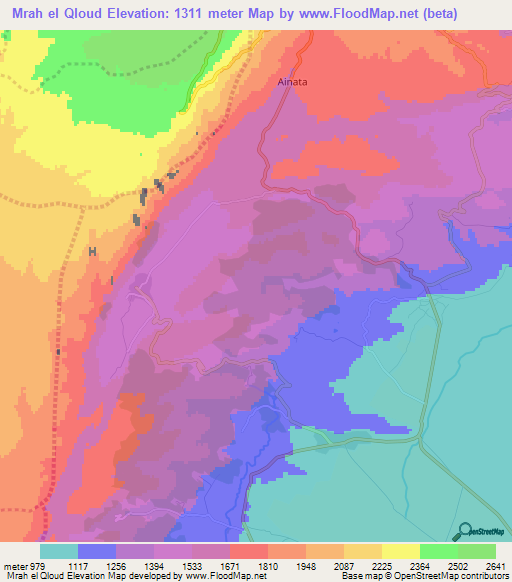 Mrah el Qloud,Lebanon Elevation Map
