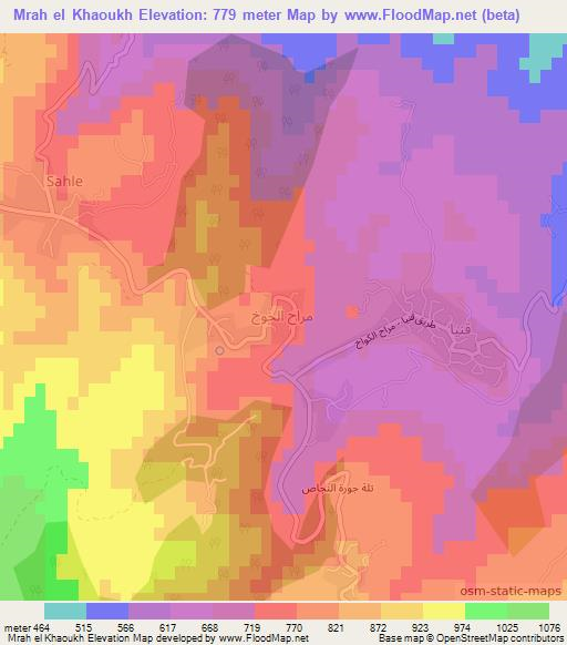 Mrah el Khaoukh,Lebanon Elevation Map
