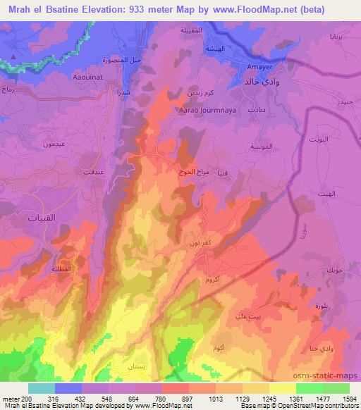 Mrah el Bsatine,Lebanon Elevation Map