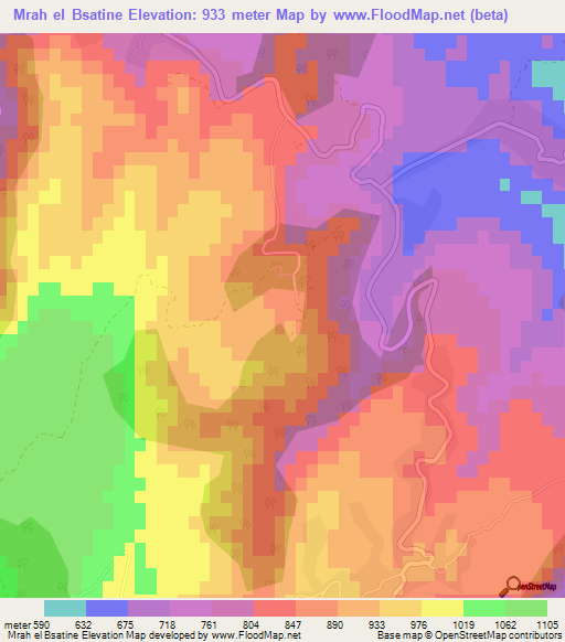 Mrah el Bsatine,Lebanon Elevation Map