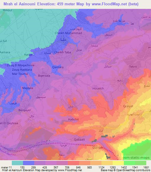 Mrah el Aainouni,Lebanon Elevation Map