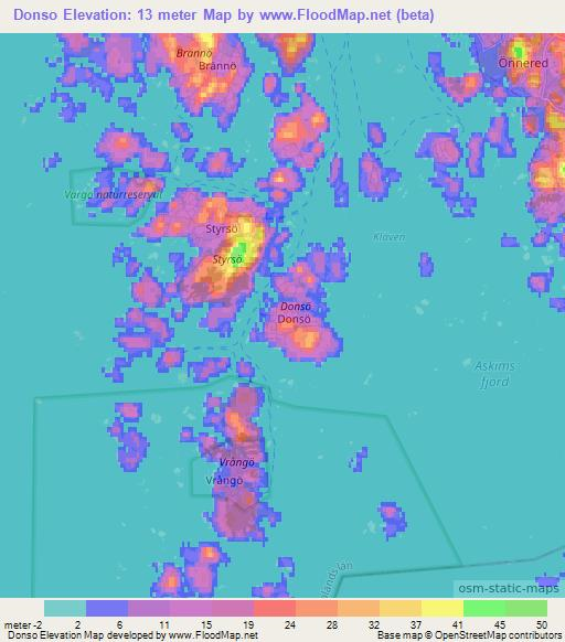 Donso,Sweden Elevation Map