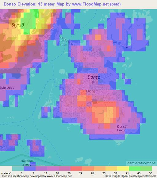Donso,Sweden Elevation Map
