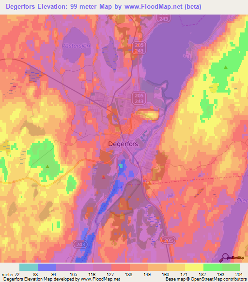 Degerfors,Sweden Elevation Map