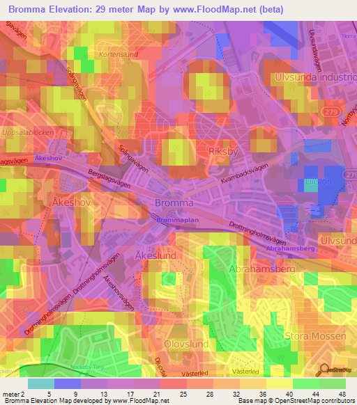 Bromma,Sweden Elevation Map