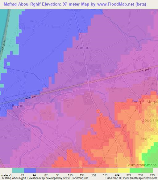 Mafraq Abou Rghif,Lebanon Elevation Map