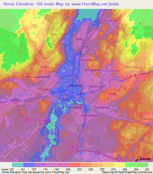 Boras,Sweden Elevation Map