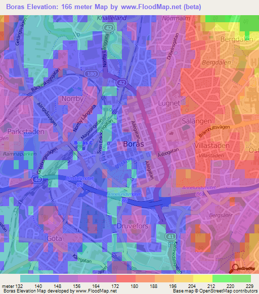 Boras,Sweden Elevation Map