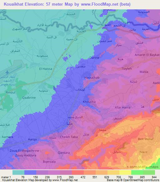 Kouaikhat,Lebanon Elevation Map