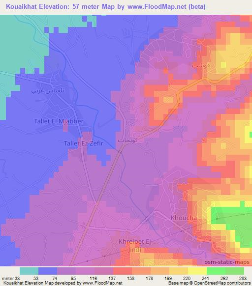 Kouaikhat,Lebanon Elevation Map