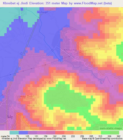 Khreibet ej Jindi,Lebanon Elevation Map