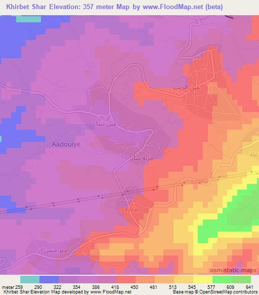 Khirbet Shar,Lebanon Elevation Map