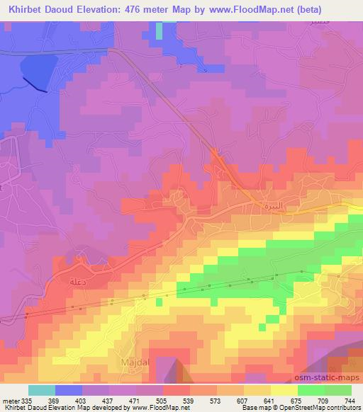 Khirbet Daoud,Lebanon Elevation Map