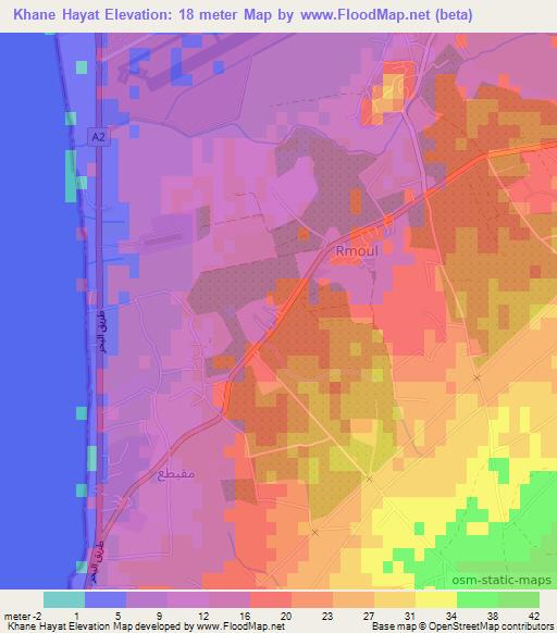 Khane Hayat,Lebanon Elevation Map