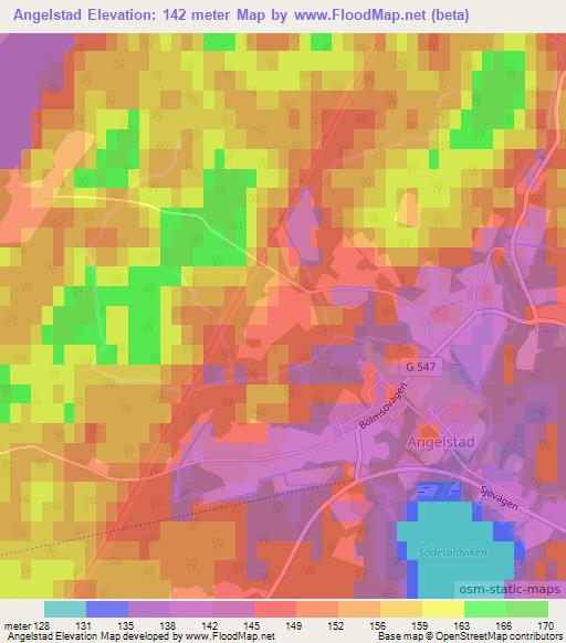 Angelstad,Sweden Elevation Map