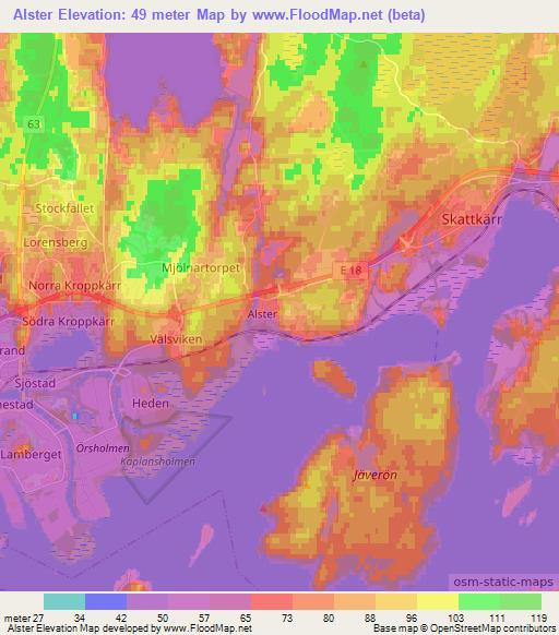 Alster,Sweden Elevation Map